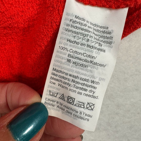 Madewell Short Sleeve Side Tie Bottom Womens Size Medium Red Guaze TexturedMadew - Picture 4 of 8